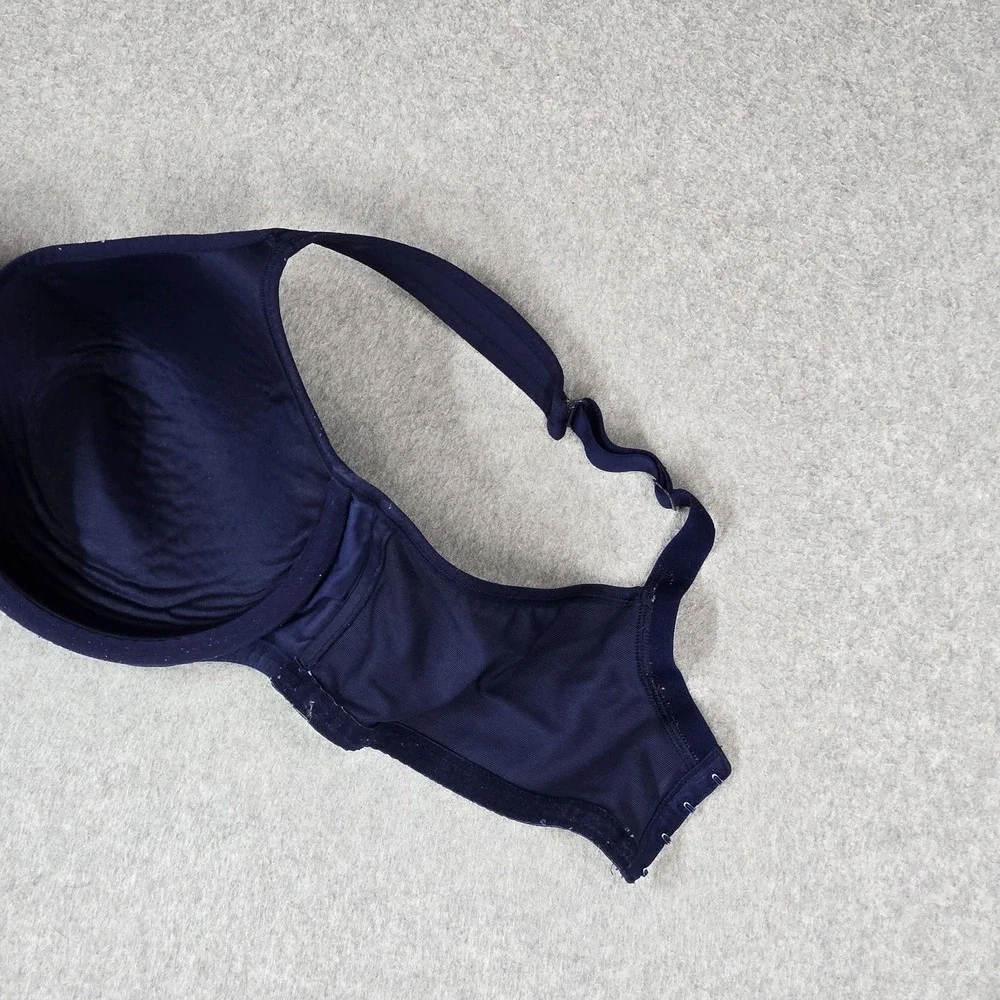 Cacique Women Bra 42DD Navy Floral Lightly Lined Balconette Adjustable READ